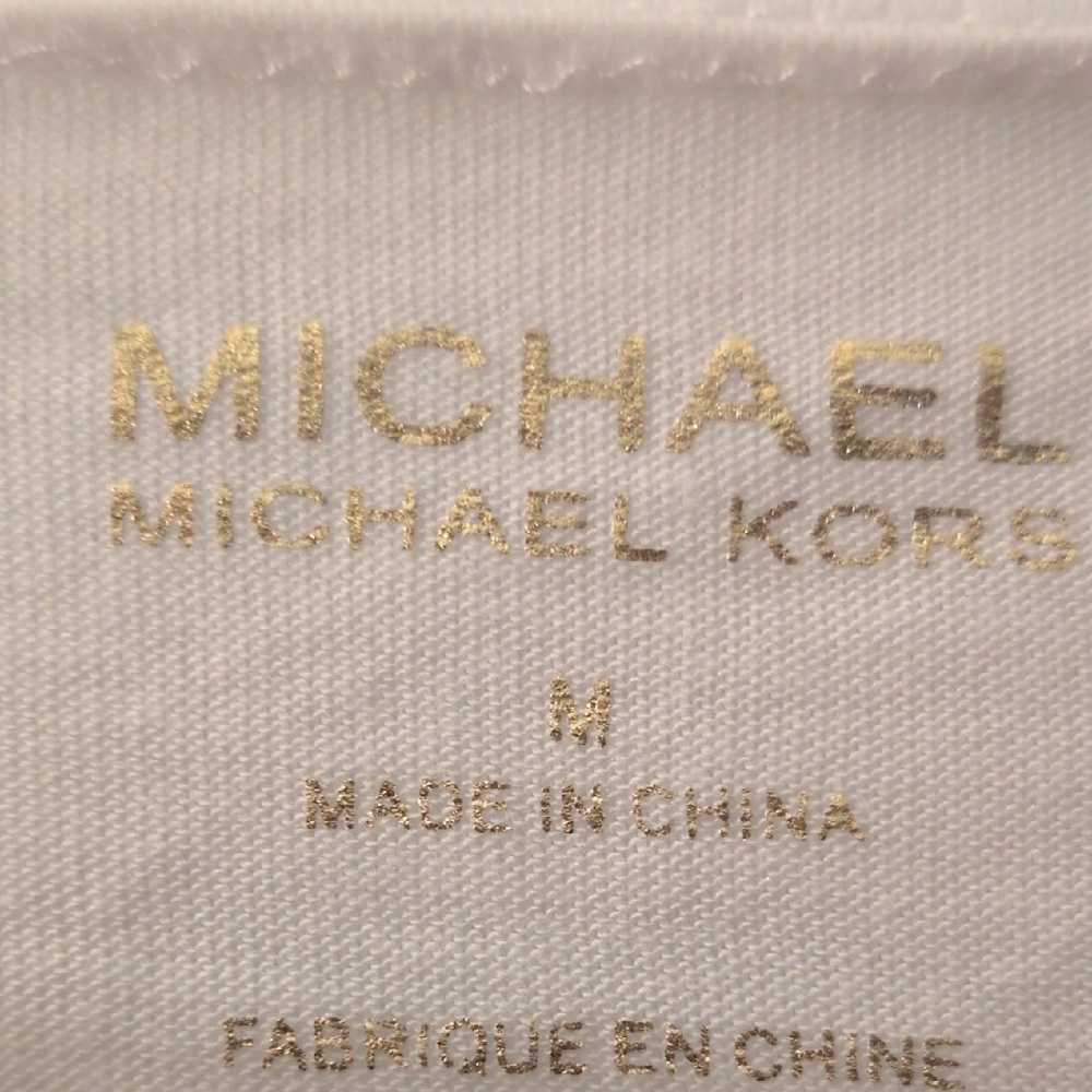 Michael Kors White and Gold Logo Tee - Picture 3 of 7